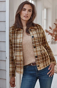 short plaid sweater-jacket
