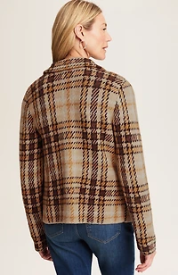 short plaid sweater-jacket