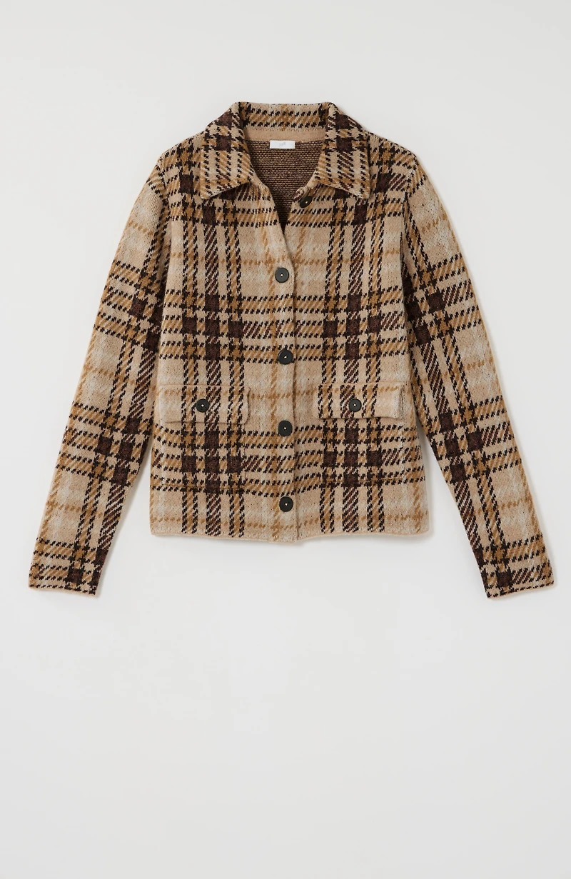 short plaid sweater-jacket
