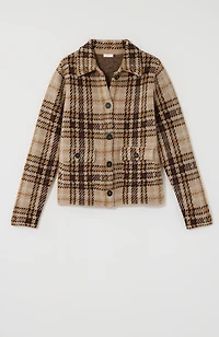 short plaid sweater-jacket