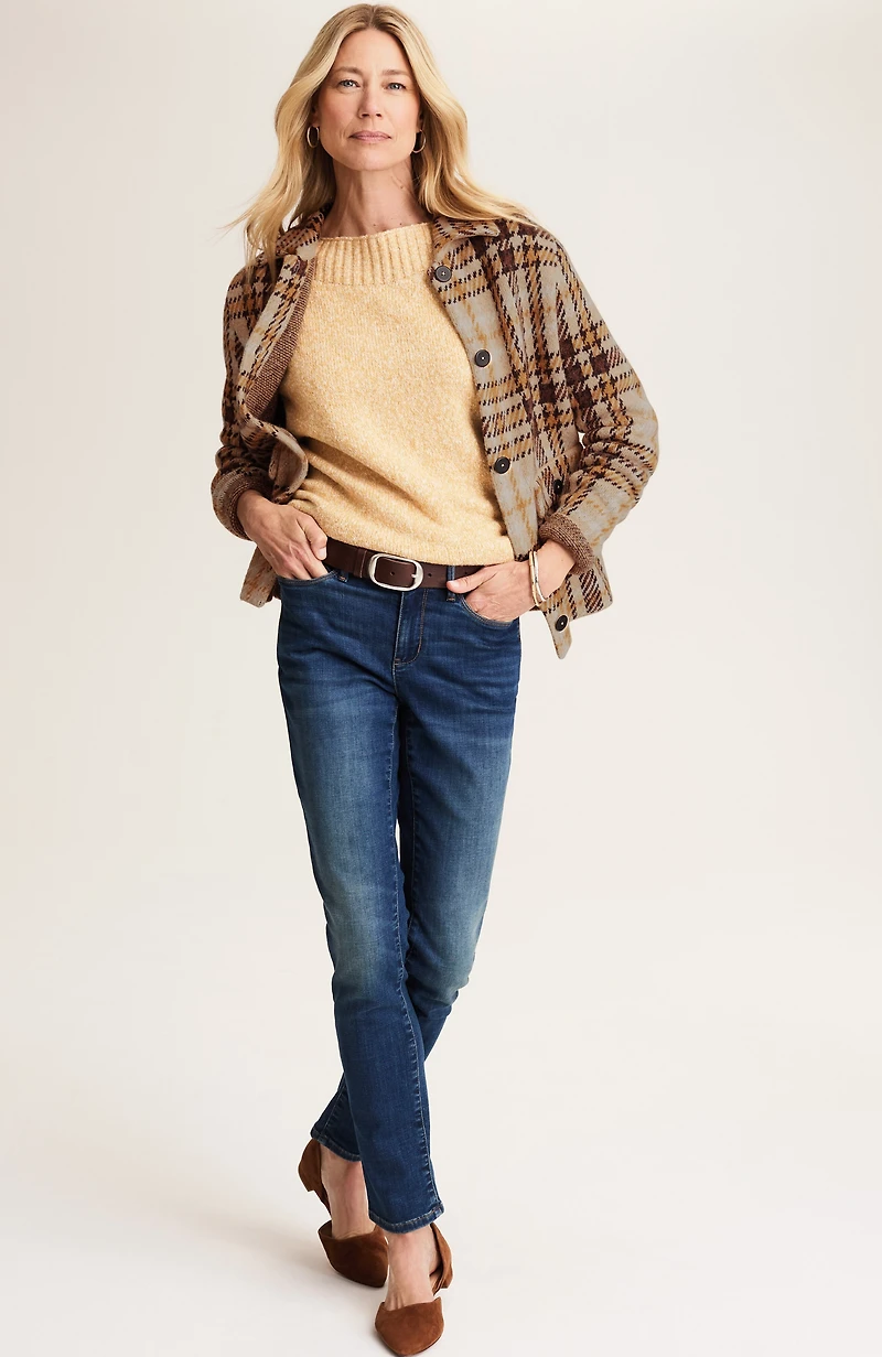 short plaid sweater-jacket