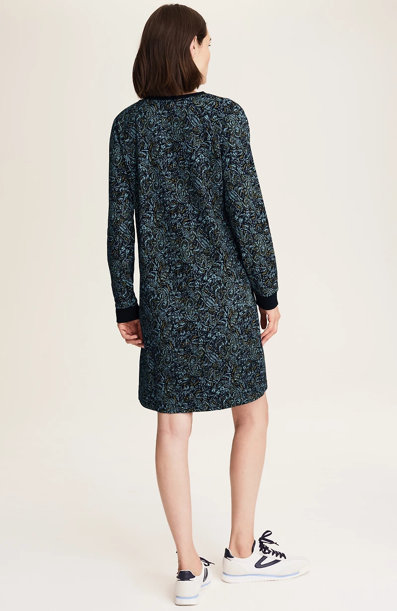fit french terry printed dress