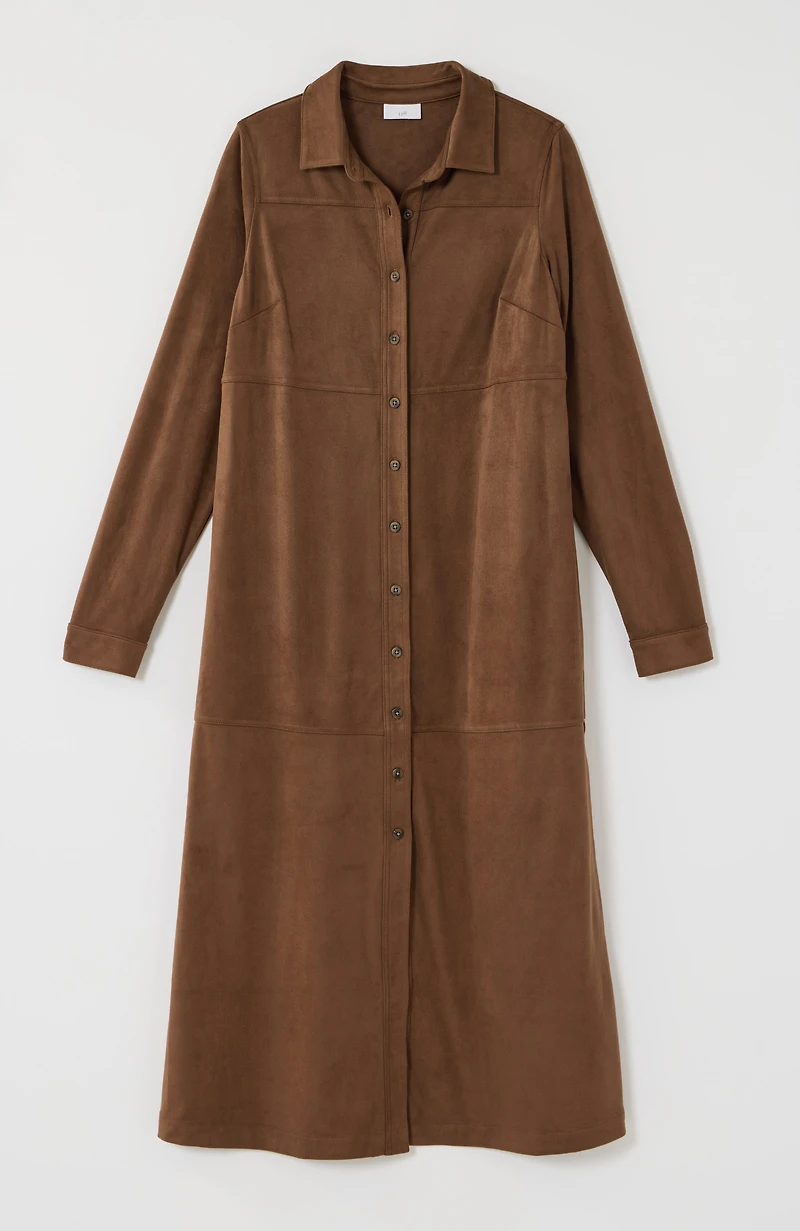 faux-suede shirtdress
