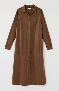 faux-suede shirtdress