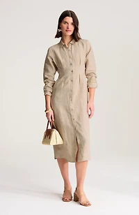 linen midi dart-waist dress