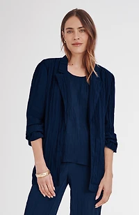 wearever crinkled open-front blazer