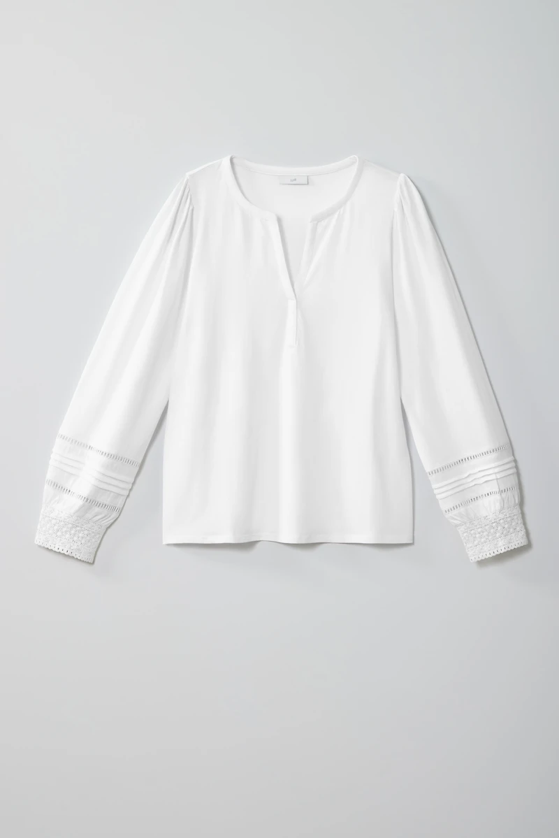 lace-trimmed long-sleeve top