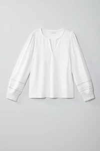 lace-trimmed long-sleeve top