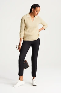 ribbed split-neck sweater