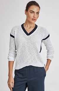fit contrast v-neck sweater