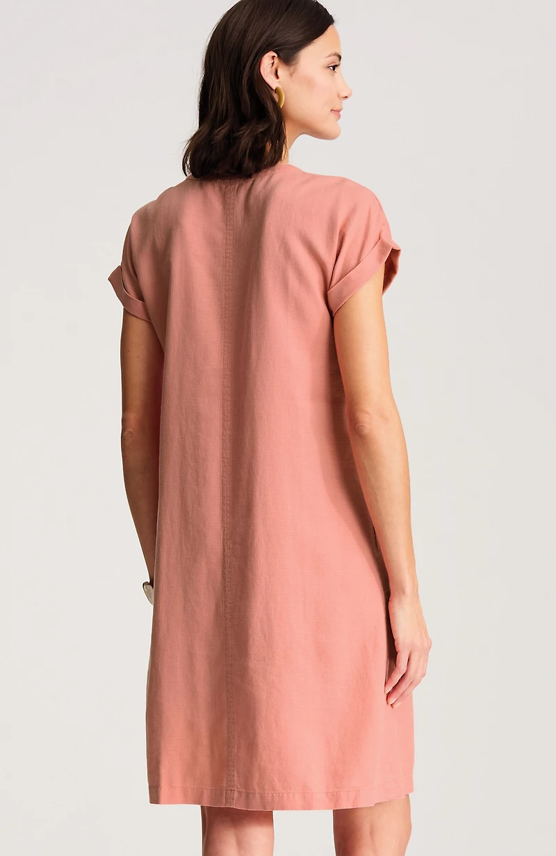 pure jill linen-blend cap-sleeve dress