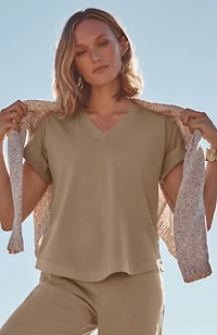 pure jill button-detail tee