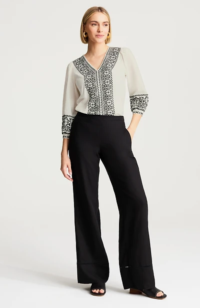 pure jill linen-blend wide-leg pants