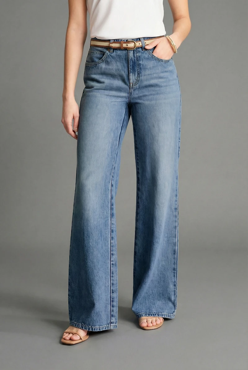 high-rise cotton & tencel™ lyocell wide-leg jeans