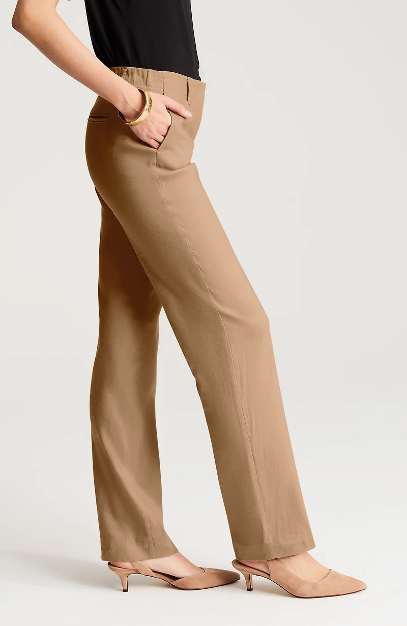 linen-stretch straight-leg pants
