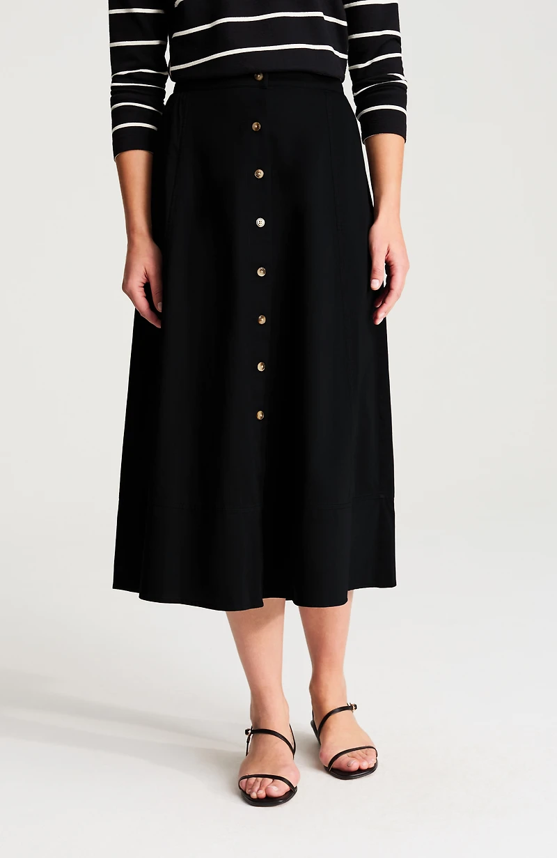 button-front maxi skirt