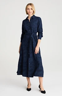 pure jill indigo jacquard shirtdress