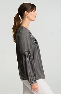 pure jill washed embroidered top