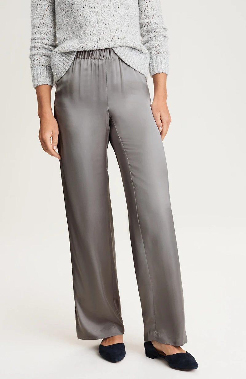 wide-leg satin pants