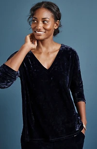 pure jill relaxed knit-velvet top