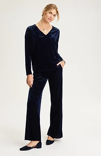 pure jill relaxed knit-velvet top