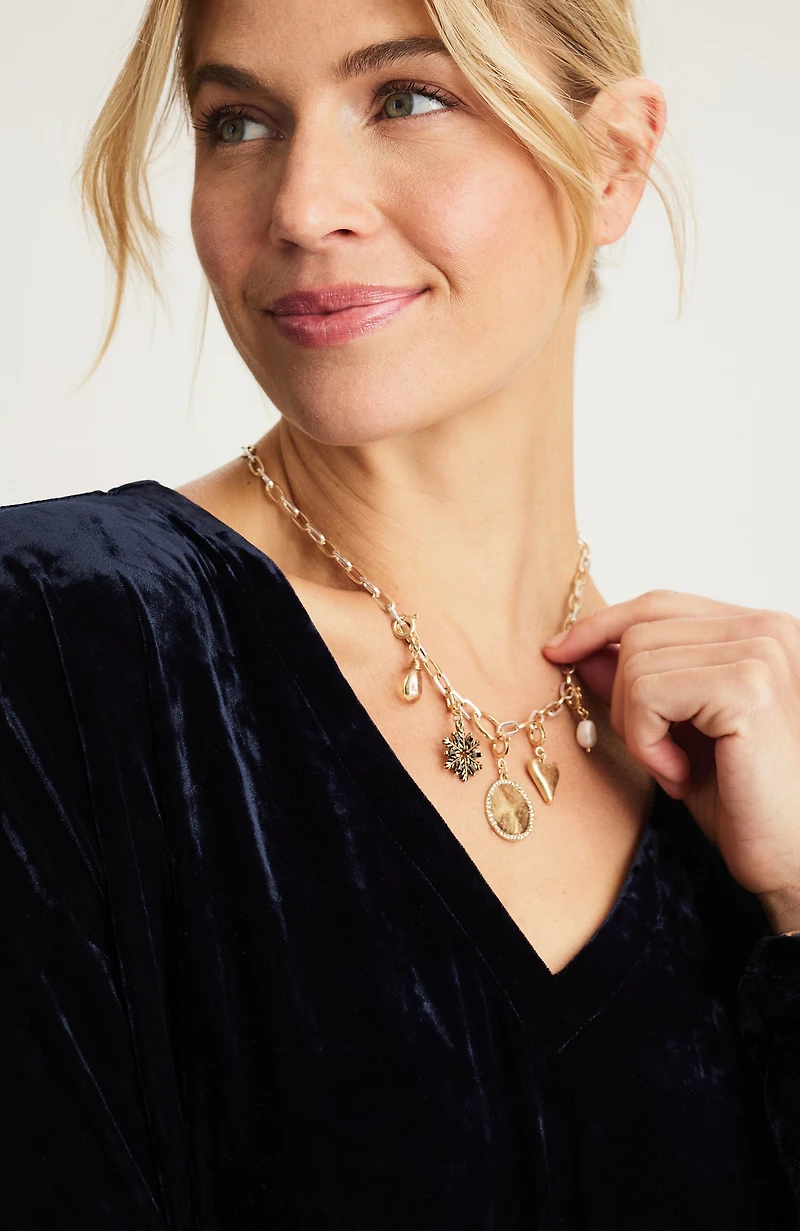 pure jill relaxed knit-velvet top