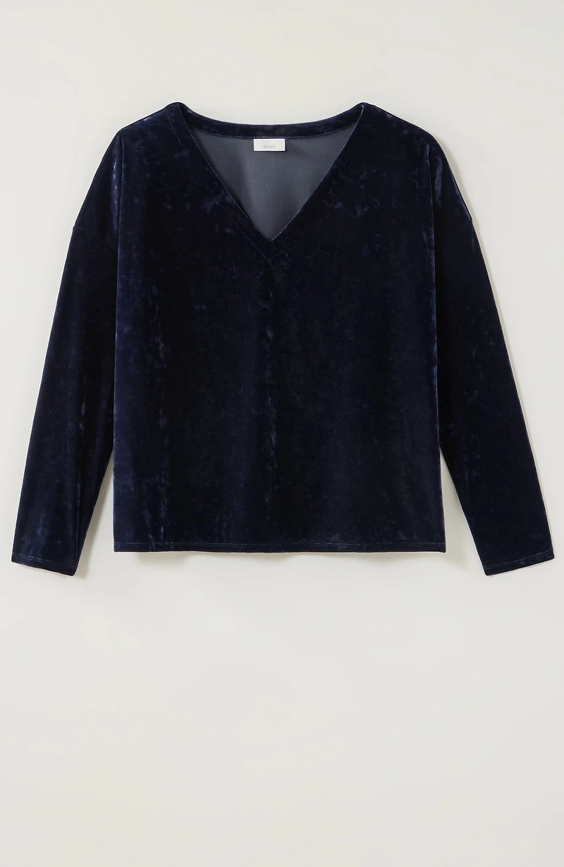 pure jill relaxed knit-velvet top