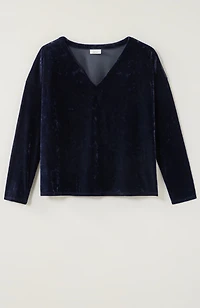 pure jill relaxed knit-velvet top