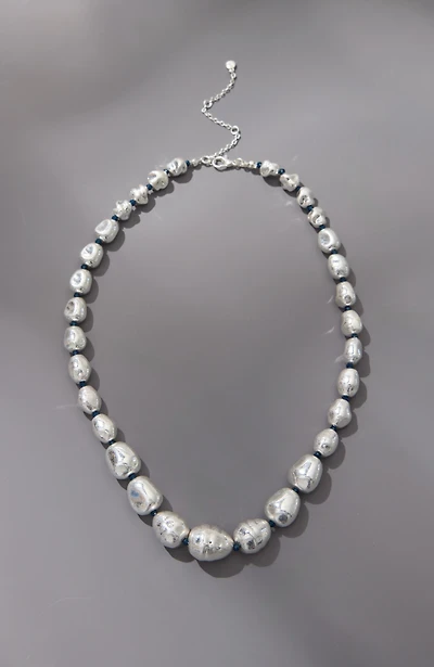 silvertone beads necklace