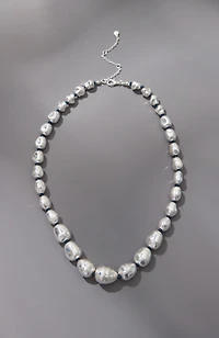 silvertone beads necklace