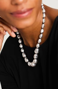 silvertone beads necklace