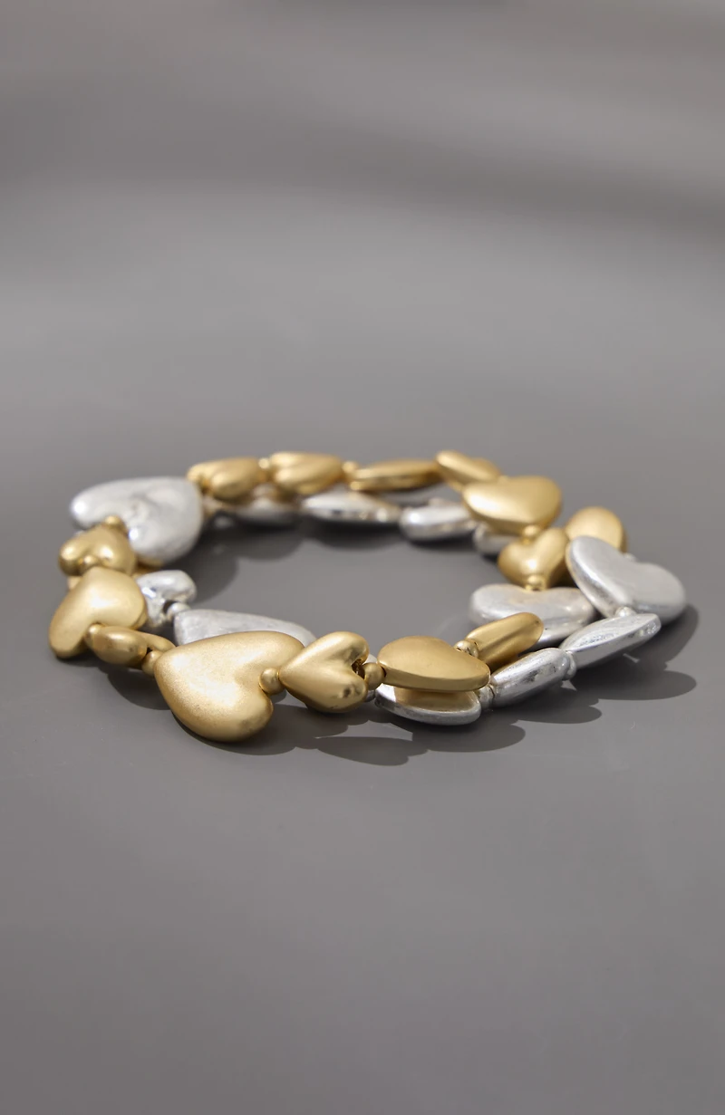 mixed-metal heart bracelet set