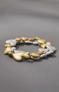 mixed-metal heart bracelet set