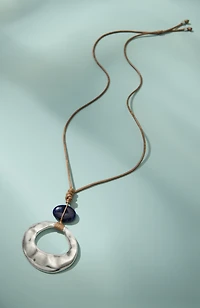 silvertone ring pendant necklace