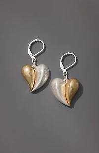 mixed-metal heart earrings