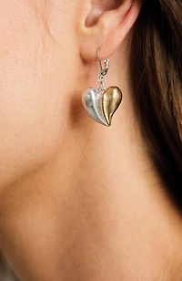 mixed-metal heart earrings