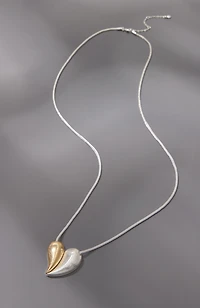 mixed-metal heart pendant necklace
