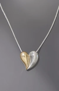 mixed-metal heart pendant necklace