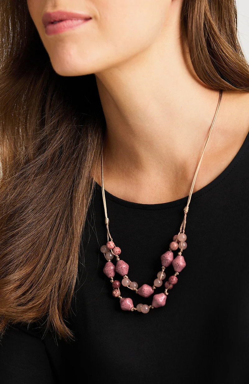 pink beaded necklace