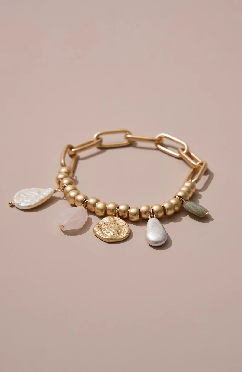 mixed-charm semiprecious bracelet