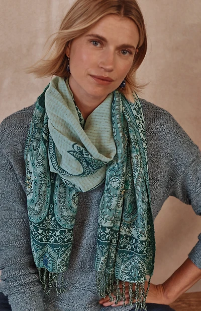 hand-embroidered jacquard scarf