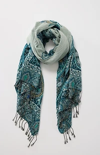 hand-embroidered jacquard scarf