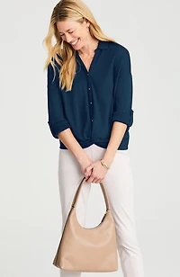 twist-front button-down shirt