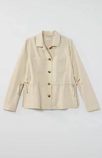side-tie button-front jacket