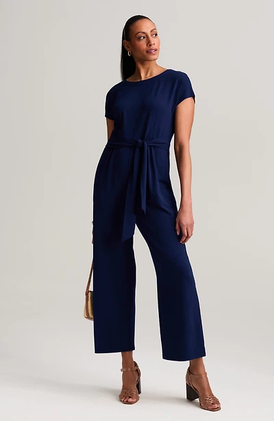 wearever knit tie-waist jumpsuit