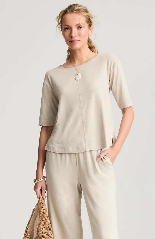pure jill linen-blend tee