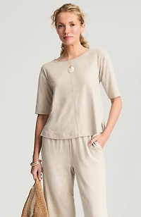 pure jill linen-blend tee