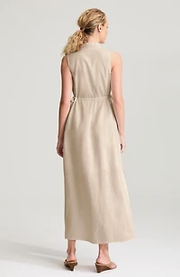 pure jill linen-blend tie-waist maxi dress