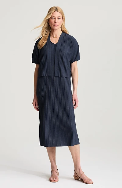 pure jill pleated dress & cardi set