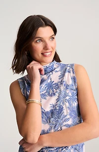 luxe supima® shirred mock-neck top